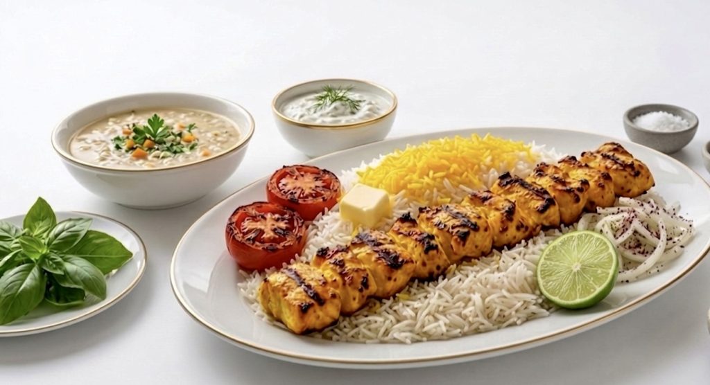 Saffron Grilled Tender Chicken Chunks With rice (Breast)