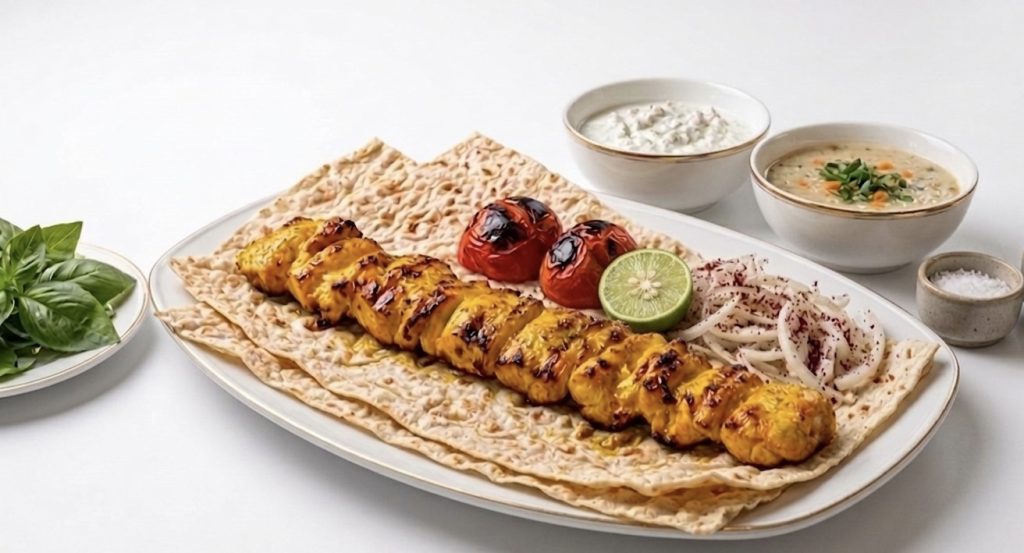 Saffron Grilled Tender Chicken Chunks With bread (Breast)