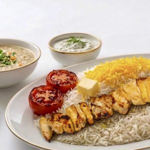 Saffron Grilled Tender Chicken Chunks With rice (Thigh)
