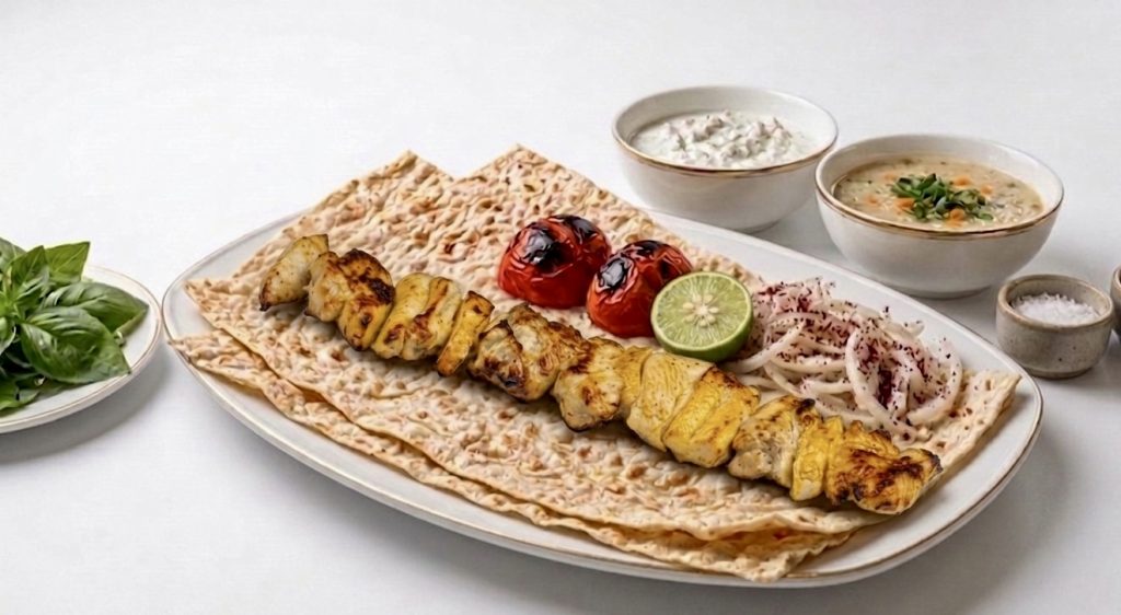 Saffron Grilled Tender Chicken Chunks With bread  (Thigh)
