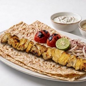 Saffron Grilled Tender Chicken Chunks With bread  (Thigh)