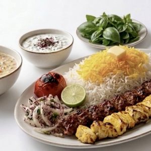 Mixed Kebab(Vaziri) With rice